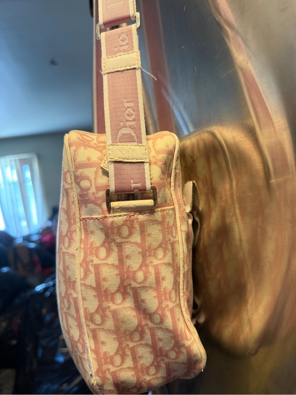 Dior Pink Monogram Crossbody with White Floral Appliqués - Picture 6 of 16